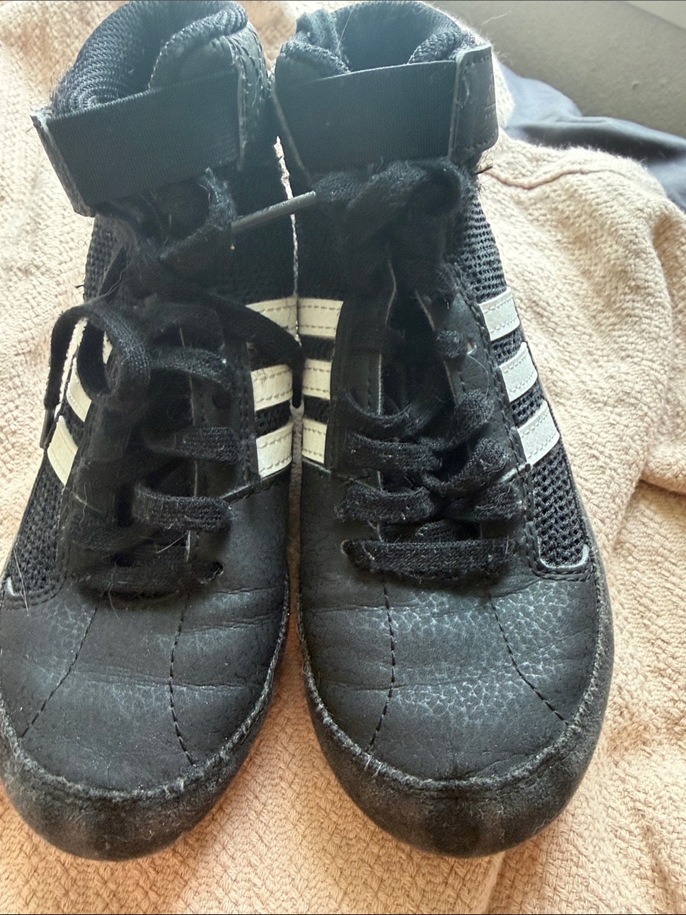 Adidas wrestling shoes for little boys.